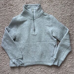 Athleta Light Gray Quilted Half-Zip Pullover